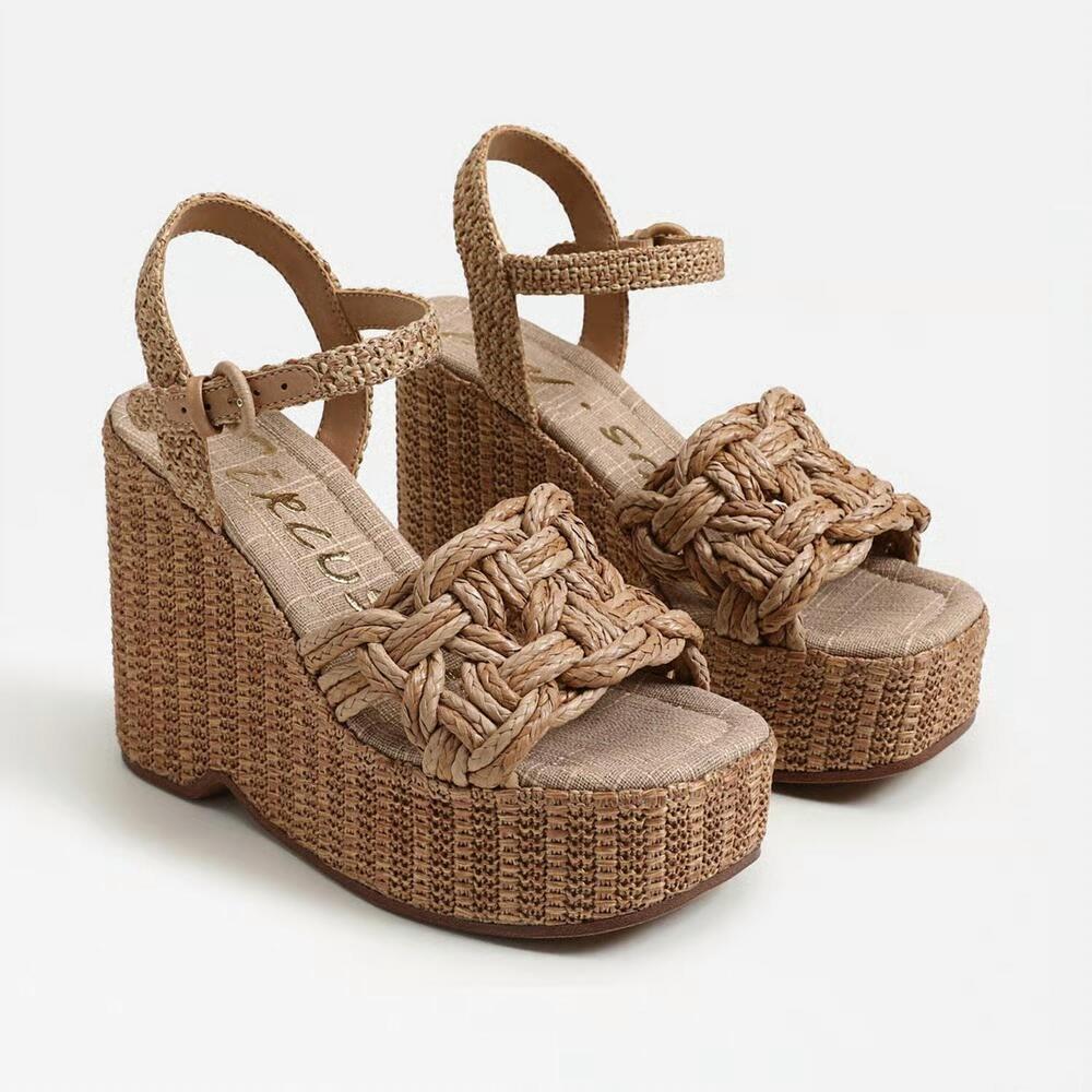 NEW CIRCUS BY SAM EDELMAN women's jackie platform wedge sandals in caramel/sand